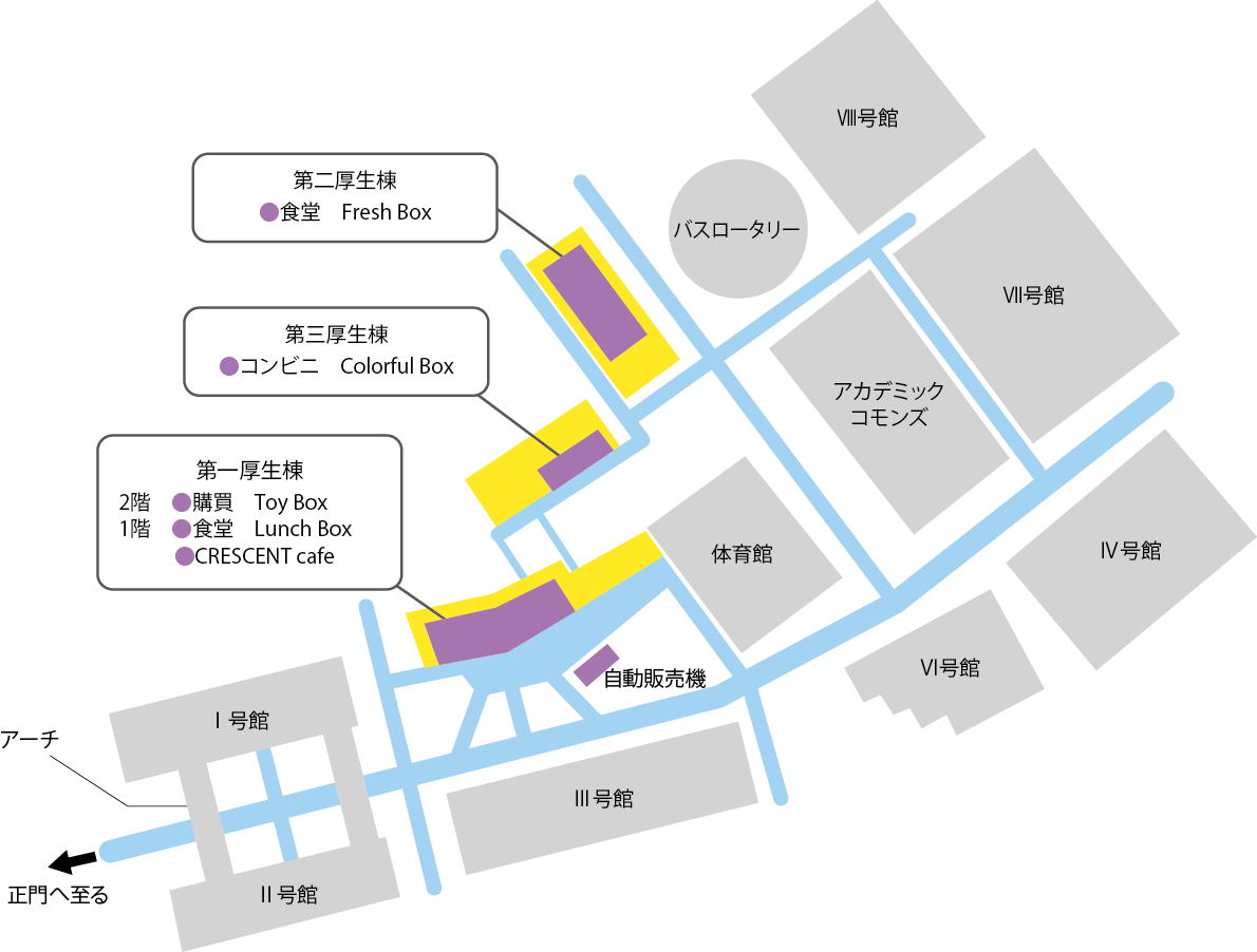 神戸三田キャンパス生協店舗所在図