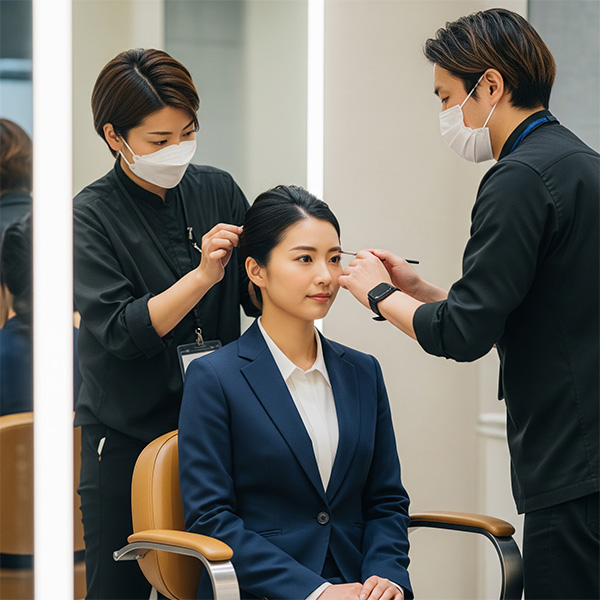 女性がメイクされている様子